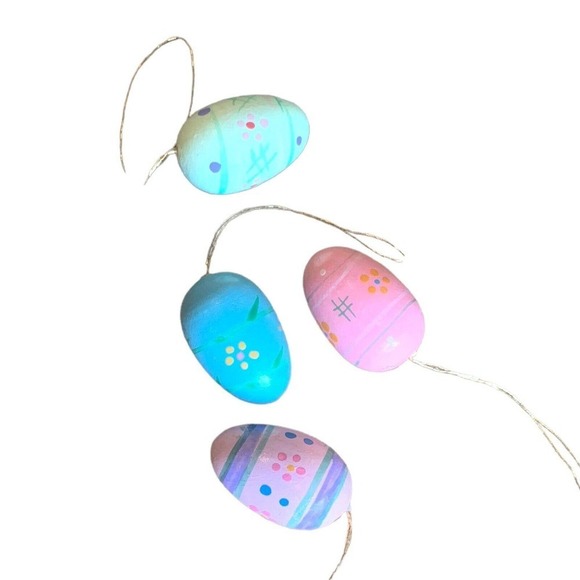 Vintage Easter Tree Colorful Wire Branches w/ 12 Original Wooden Ornaments 12" - Picture 5 of 7